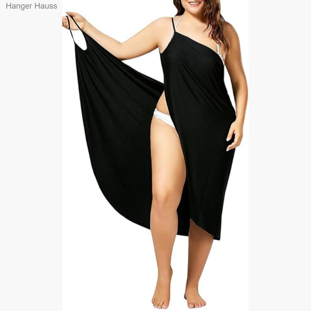 Midi Cover Up Dress Beach Swimsuit Wrap Backless Sarong Cotton Polyester